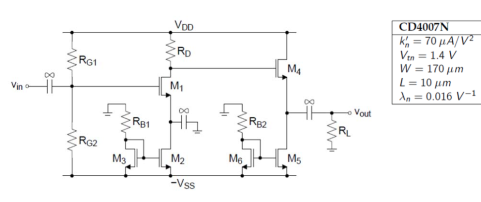 Solved Design a two stage MOSFET amplifier with a source | Chegg.com