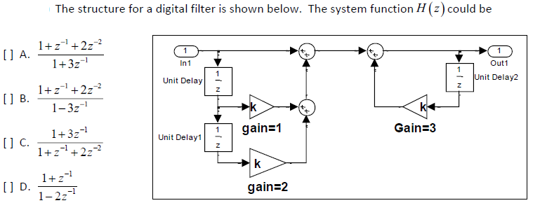 Solved The structure for a digital filter is shown below. | Chegg.com