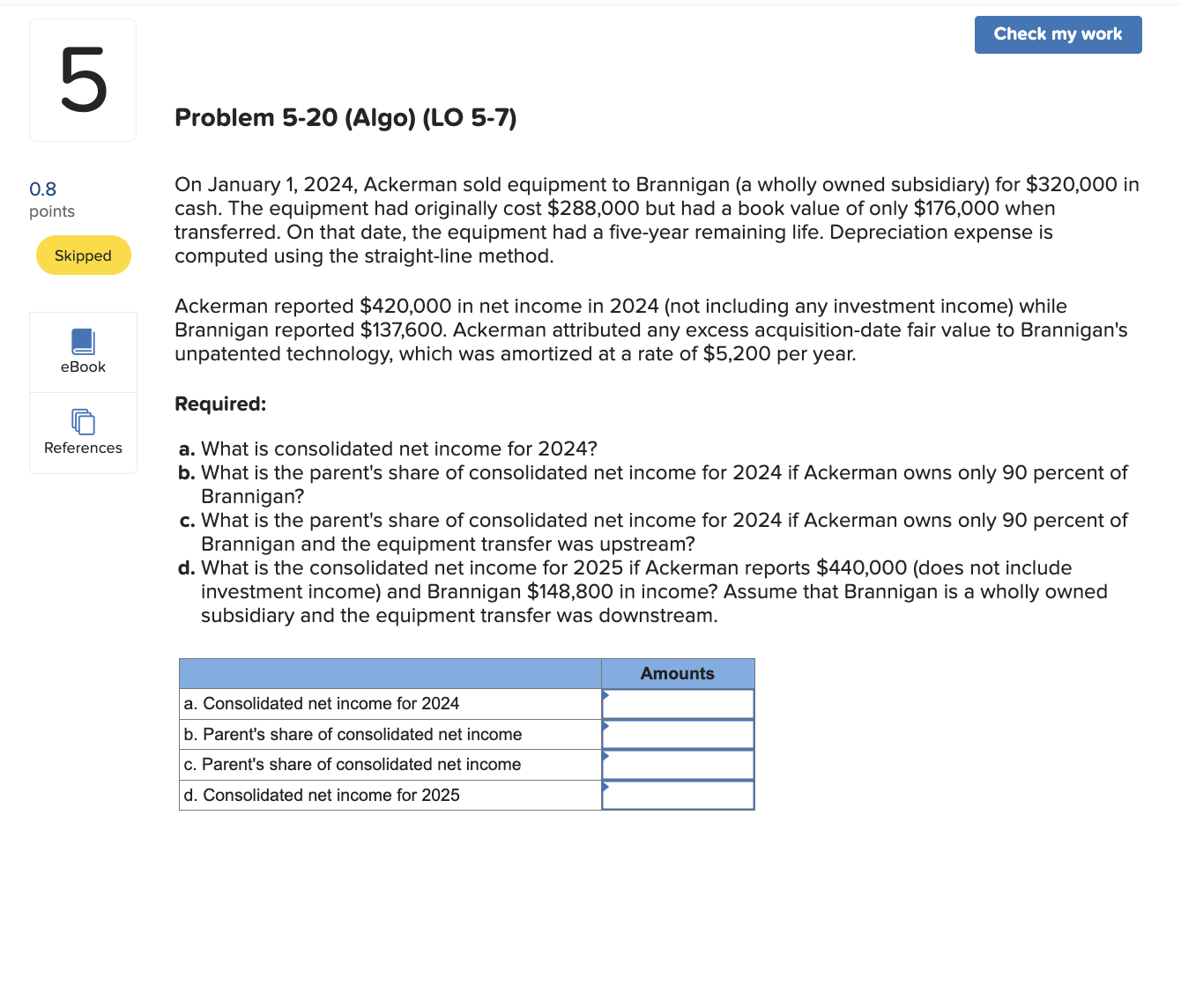 Solved On January 1, 2024, Ackerman sold equipment to