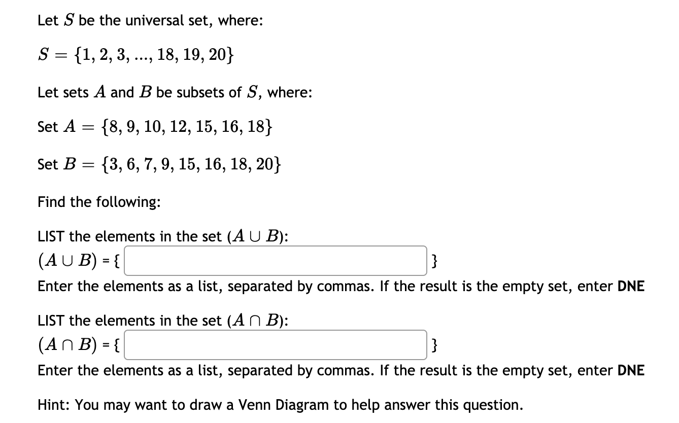 Solved Suppose that A and B are sets, defined as follows. | Chegg.com