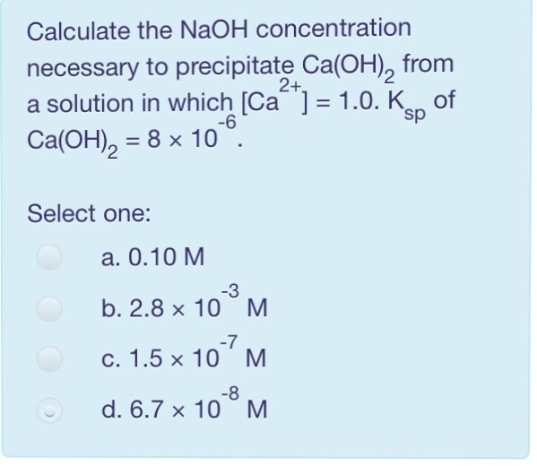 Solved Calculate The Naoh Concentration Necessary To