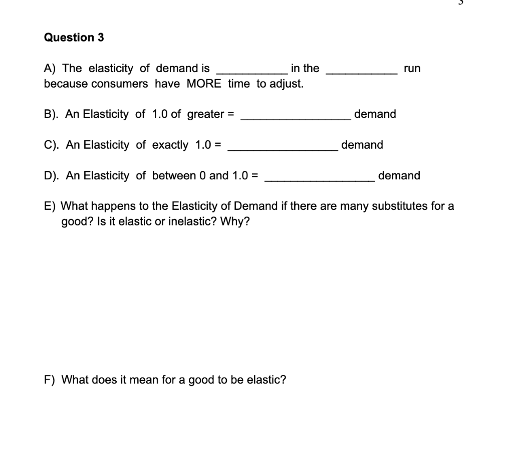 essay questions on elasticity of demand