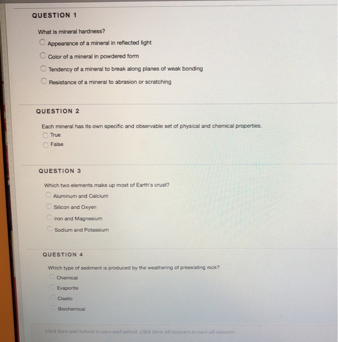 Solved QUESTION 1 What is mineral hardness? Appearance of a