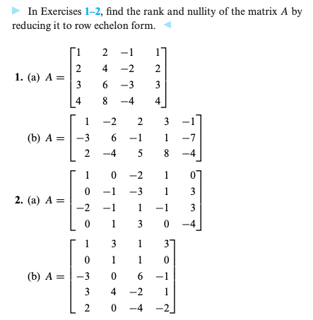 Solved In Exercises 1-2, find the rank and nullity of the | Chegg.com