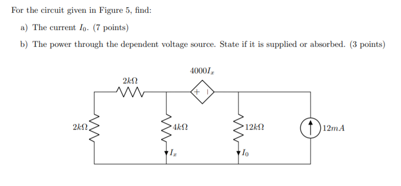 Solved For the circuit given in Figure 5, find: a) The | Chegg.com