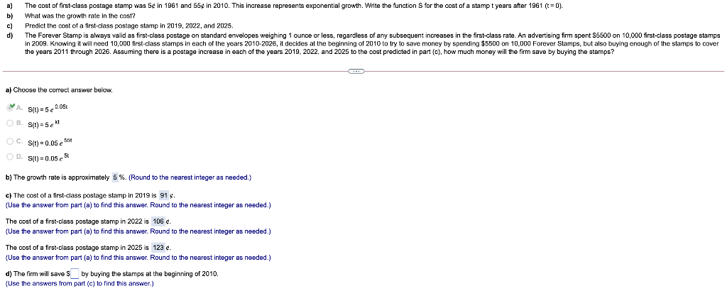 Solved A) B) C) D) The Cost Of First-class Postage Stamp Was | Chegg.com