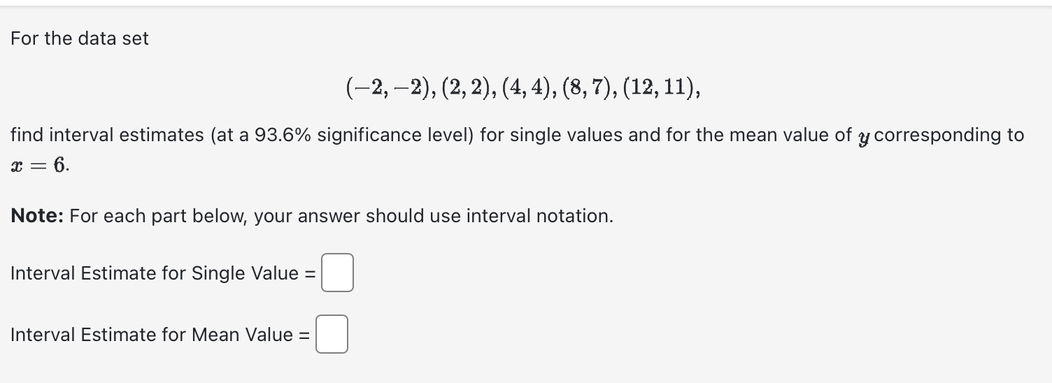 Solved For the data set (−2,−2),(2,2),(4,4),(8,7),(12,11), | Chegg.com