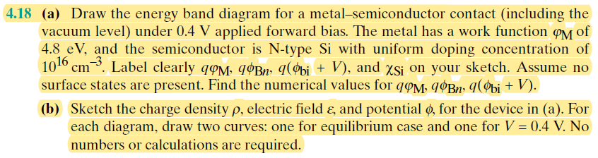 Solved 4.18 (a) Draw The Energy Band Diagram For A | Chegg.com