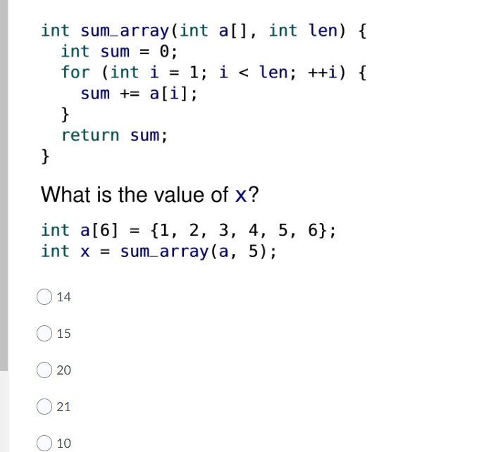Solved What is the running time of the following function? | Chegg.com