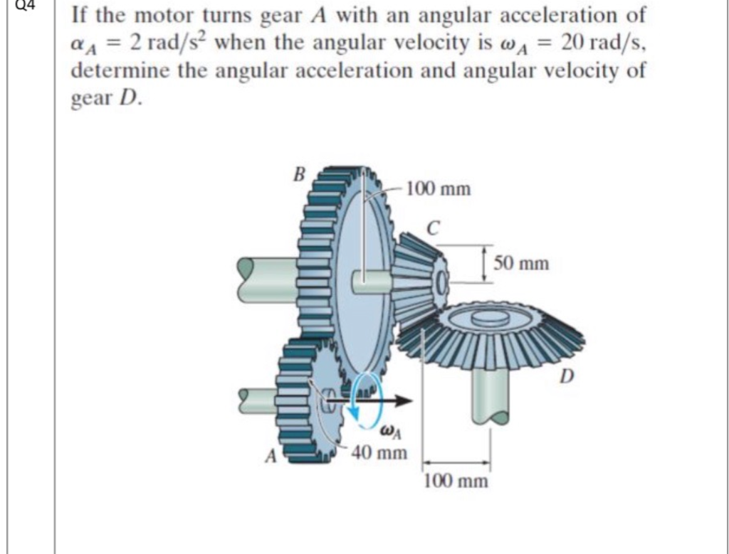 Solved Q4 If the motor turns gear A with an angular