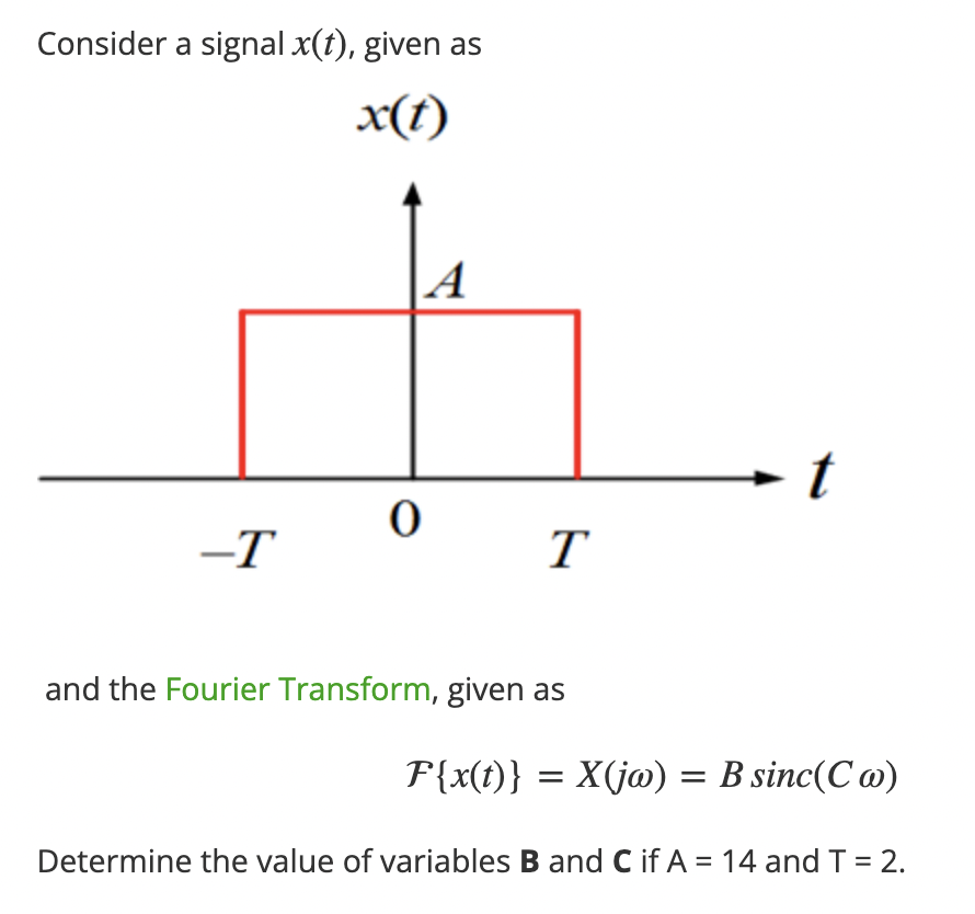Solved Consider a signal x(t), given as and the Fourier | Chegg.com