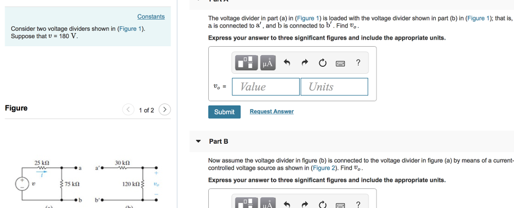 Solved Constants The voltage divider in part (a) in (Figure | Chegg.com