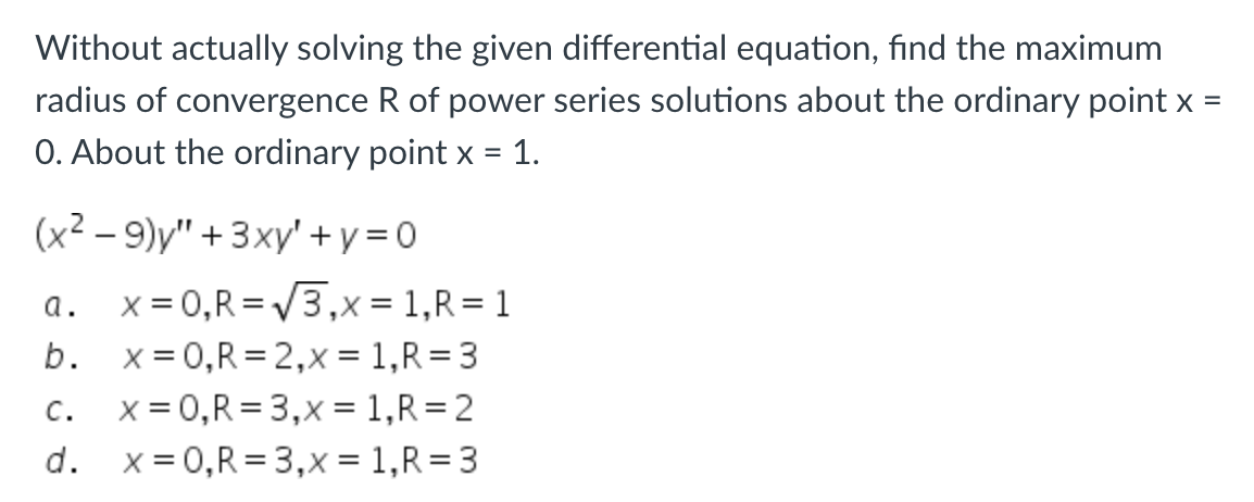 Solved Without actually solving the given differential | Chegg.com