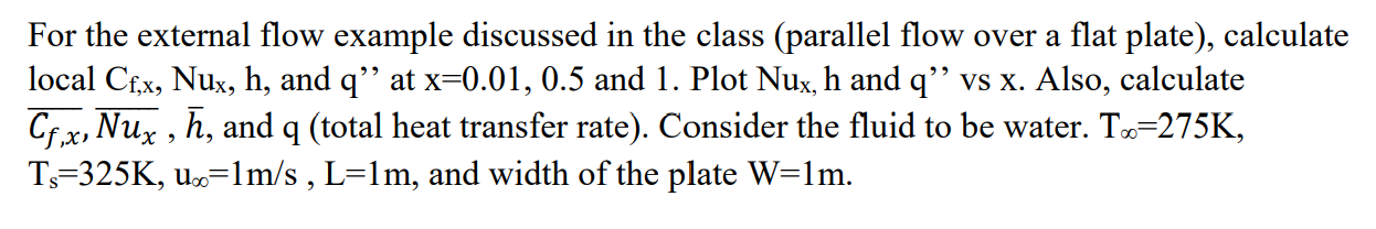 Solved For the external flow example discussed in the class | Chegg.com