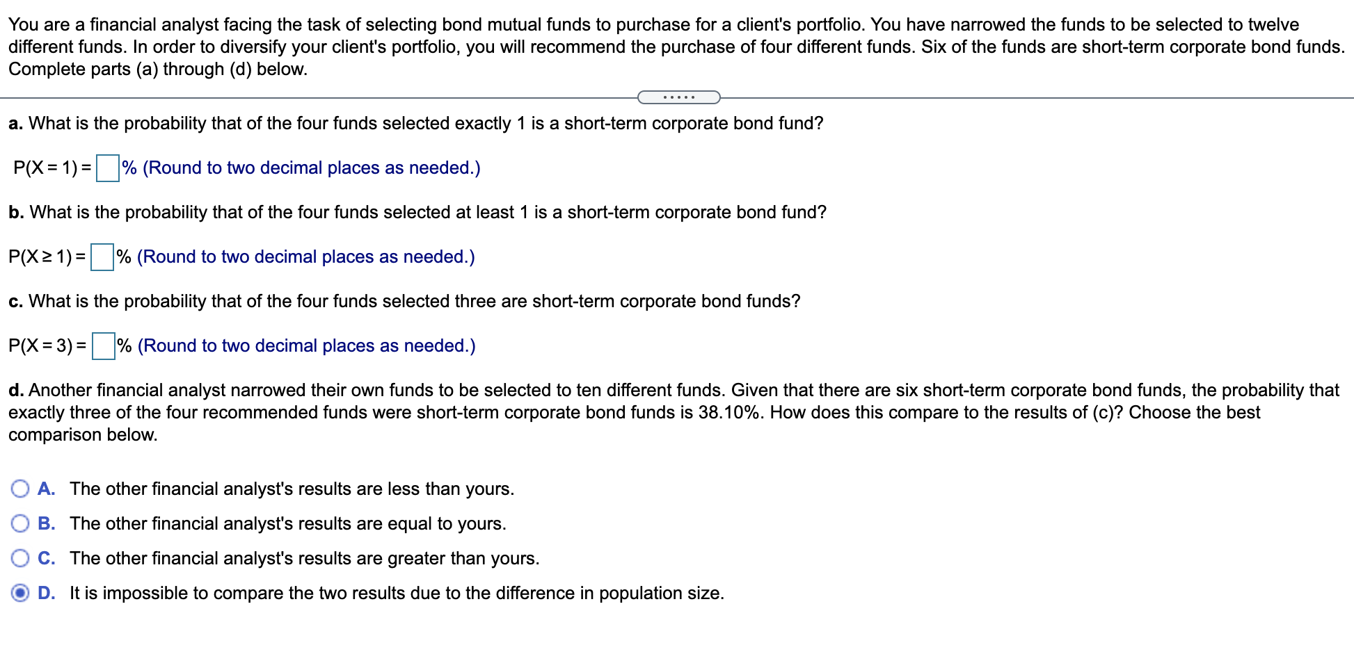 Solved You are a financial analyst facing the task of | Chegg.com