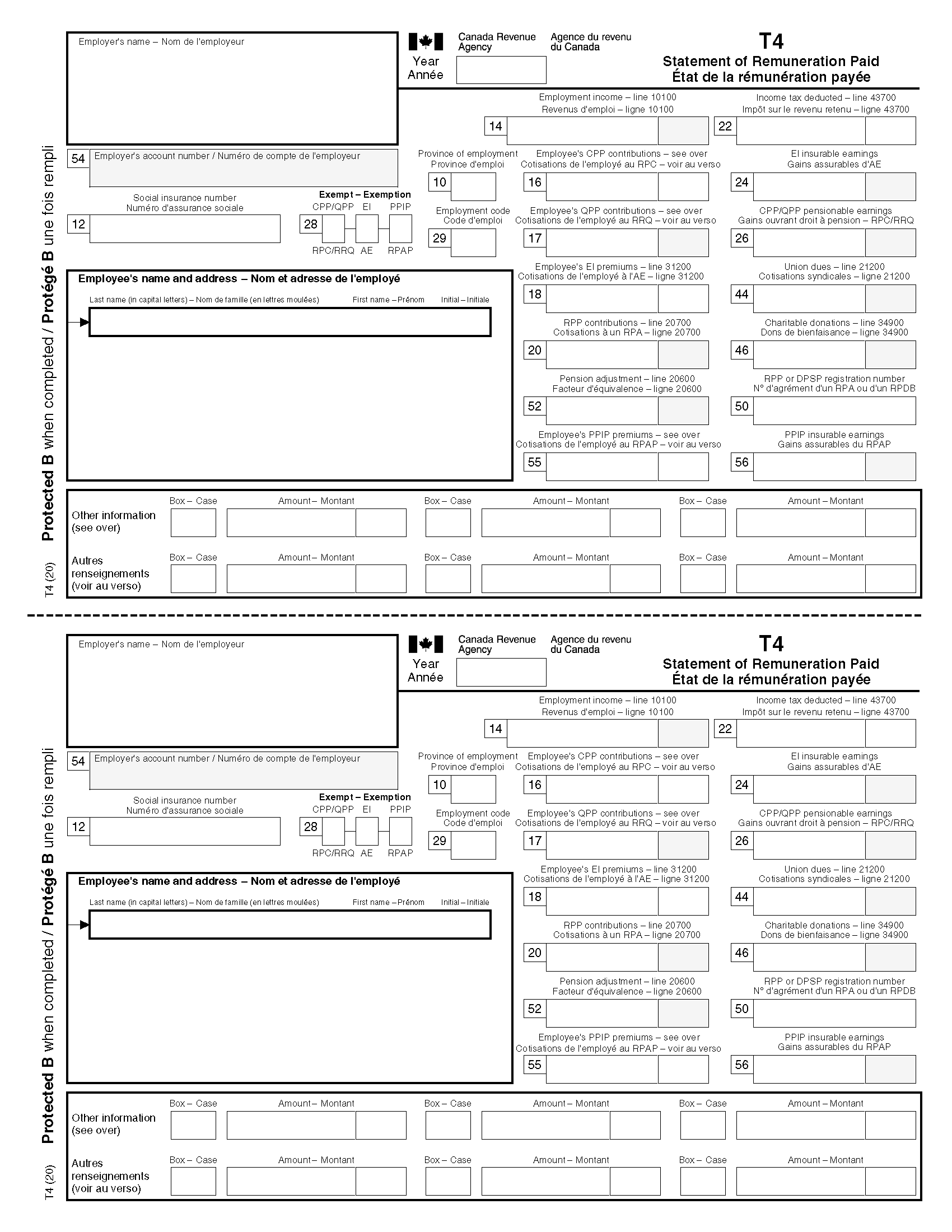 Question: Complete T4 slip, all required details with | Chegg.com