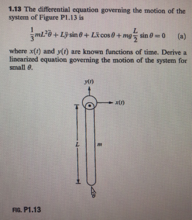 Solved The Differential Equation Governing The Motion Of The