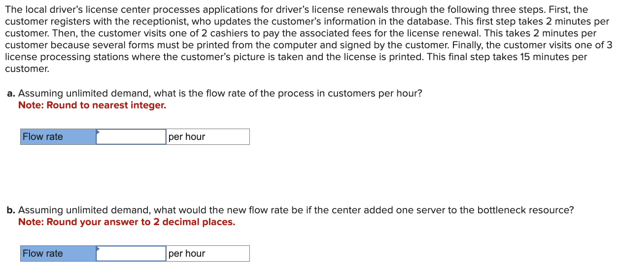 Solved The local driver's license center processes