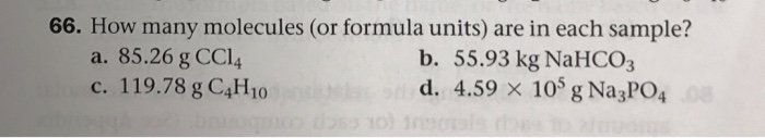 Solved How many molecules (or formula units) are in each | Chegg.com