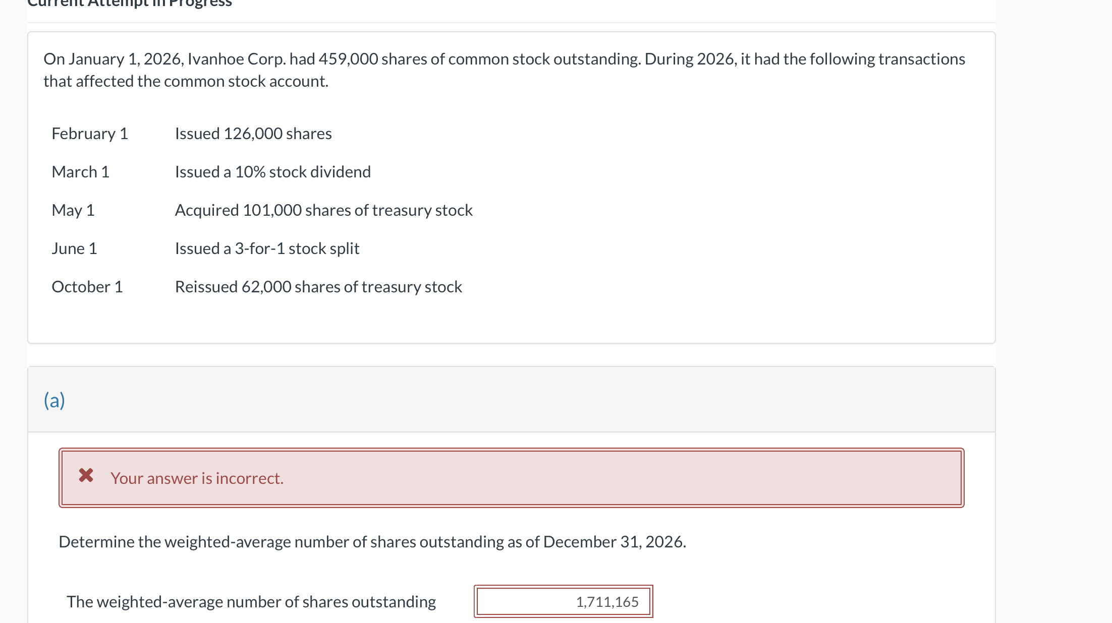  Solved On January 1, 2026, Ivanhoe Corp. had 459,000 shares 