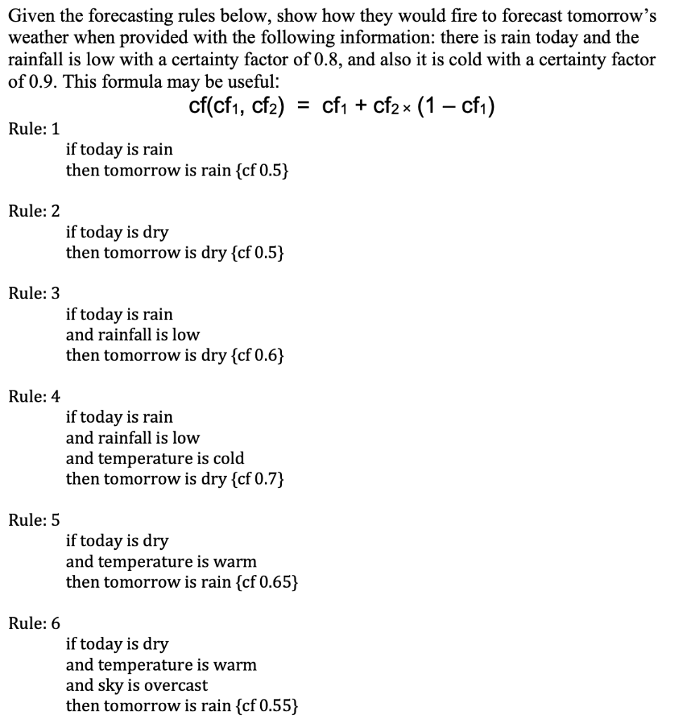 Solved Given the forecasting rules below, show how they | Chegg.com