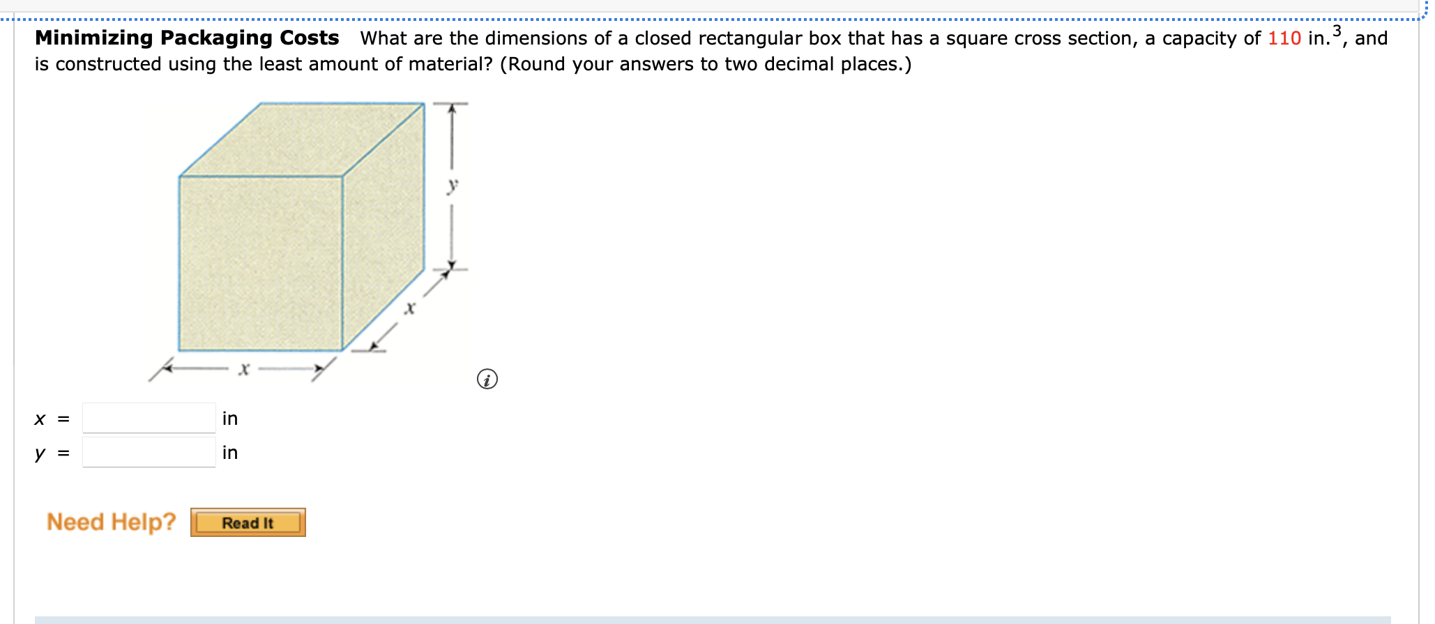 Solved Minimizing Packaging Costs What are the dimensions of | Chegg.com