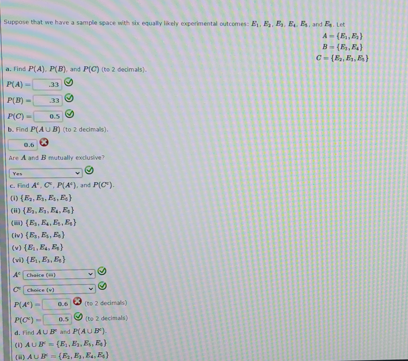 Solved (iii) {E3,E4,E5,E6} (iv) {E3,E5,E6} (v) {E1,E4,E6} | Chegg.com