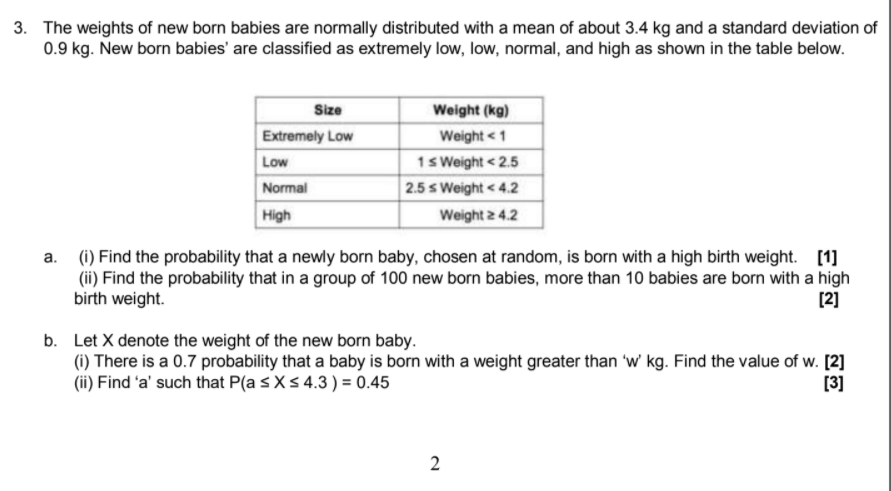 Solved 3. The weights of new born babies are normally | Chegg.com