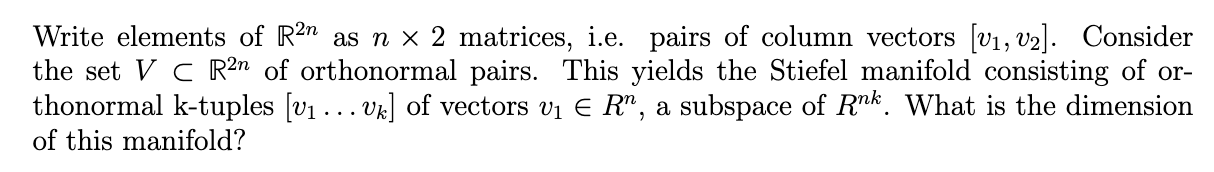 Solved Write elements of R2n as n×2 matrices, i.e. pairs of | Chegg.com