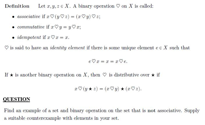 Solved Definition Let X Y Z X A Binary Operation On X Chegg Com