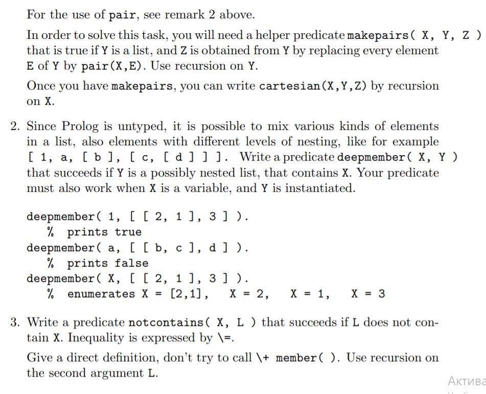 Programming in Prolog Goal of this assignment is to | Chegg.com