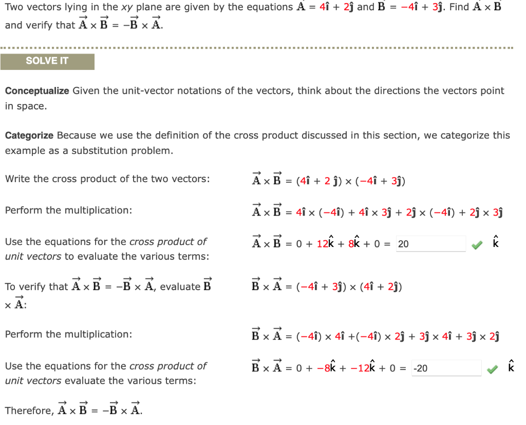 Solved Two vectors lying in the xy plane are given by the | Chegg.com