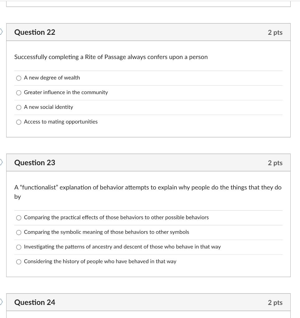 Solved Question 22 2 pts Successfully completing a Rite of | Chegg.com
