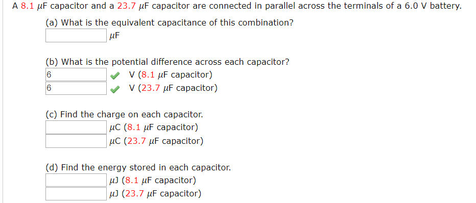 Solved A 8.1 uF capacitor and a 23.7 uF capacitor are | Chegg.com