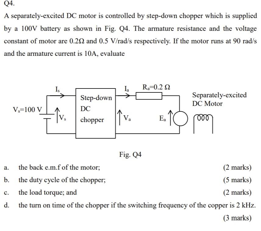 Solved Q4. A separatelyexcited DC motor is controlled by