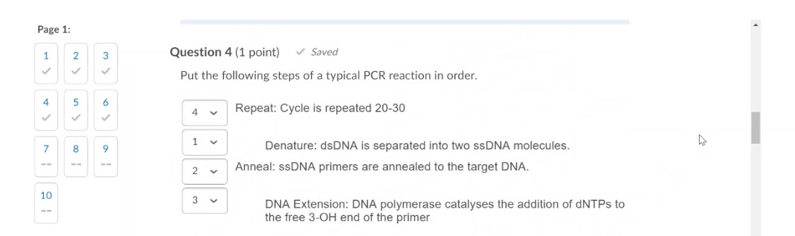 Solved Page 1: 1 2. 3 Question 4 (1 point) Saved Put the | Chegg.com