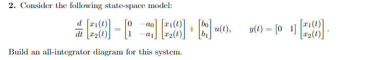 Solved 2. Consider The Following State-space Model: | Chegg.com