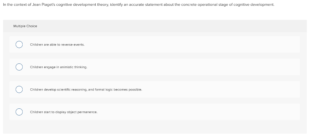 Solved In the context of Jean Piaget s cognitive development