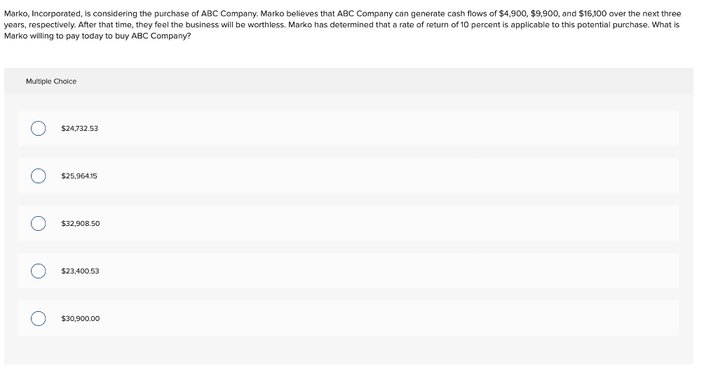 Solved Marko, Incorporated, is considering the purchase of