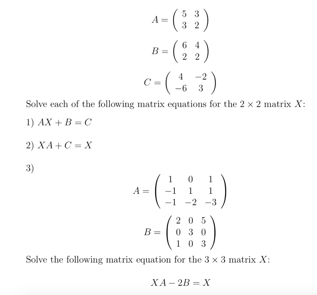 Solved A = ( No coor NA NC B = C=(43) Solve each of the | Chegg.com