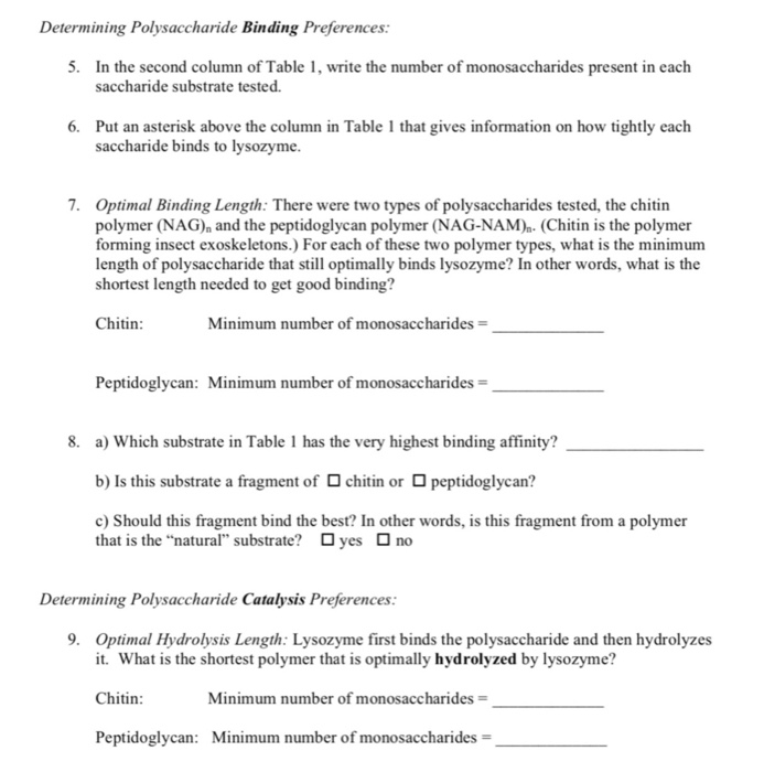 Solved Determining Polysaccharide Binding Preferences: 5. In | Chegg.com