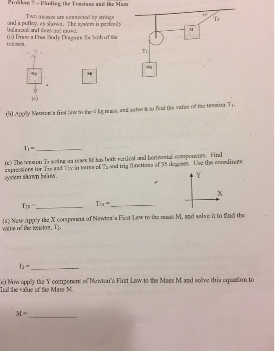 Solved Finding The Tensions And The Mass Two Masses Are | Chegg.com