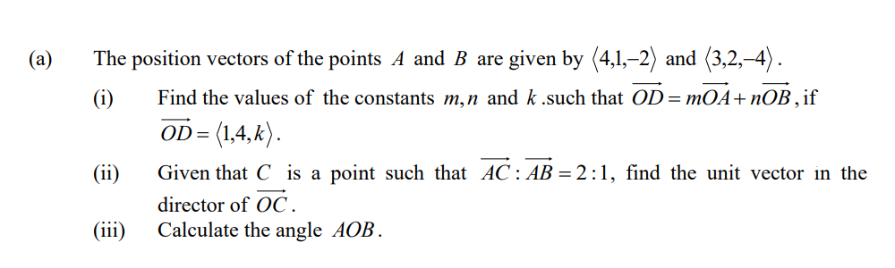 Solved (a) The position vectors of the points A and B are | Chegg.com