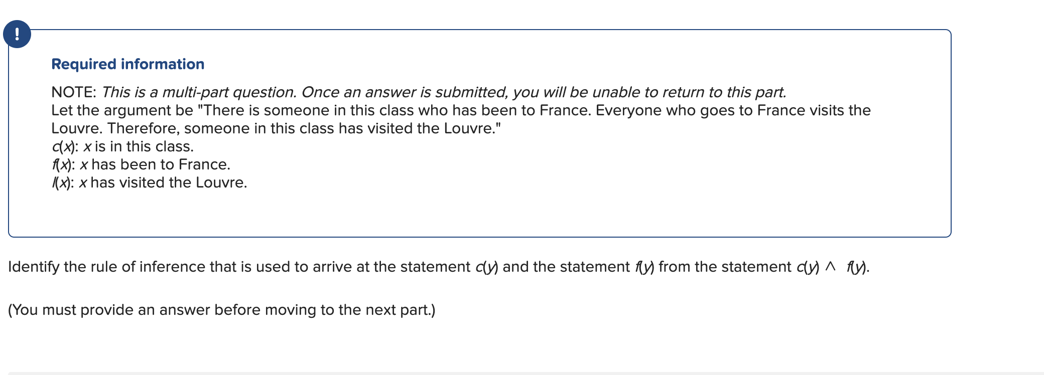 Solved ! Required information NOTE: This is a multi-part | Chegg.com