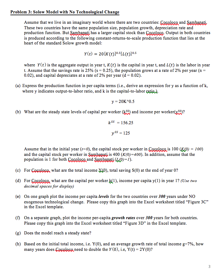 Solved Problem 3: Solow Model with No Technological Change | Chegg.com