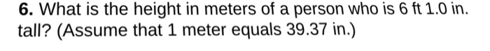 6 ft height in meter