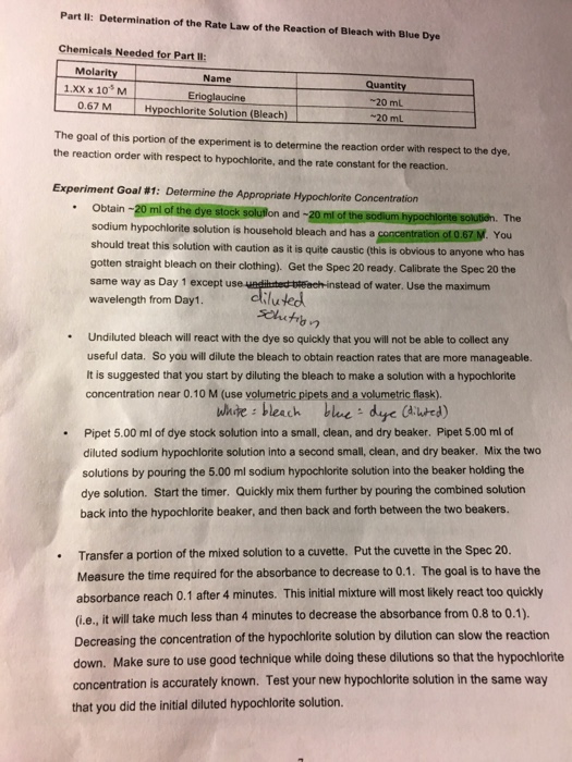 Solved Part ll: Determination of the Rate Law of the | Chegg.com