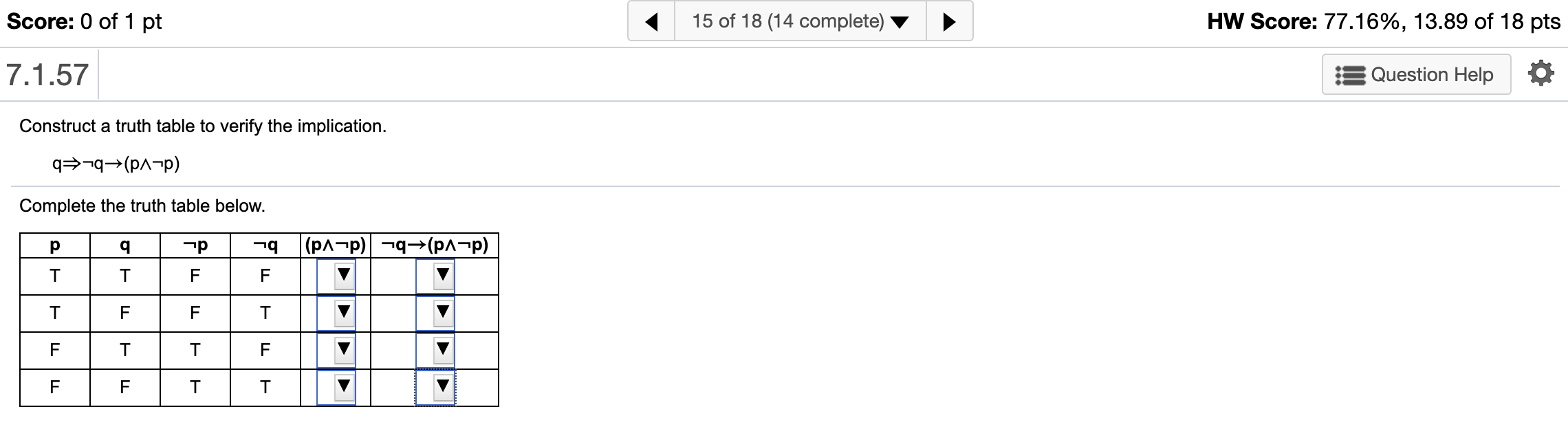Solved Score: 0 of 1 pt 15 of 18 (14 complete) HW Score: | Chegg.com