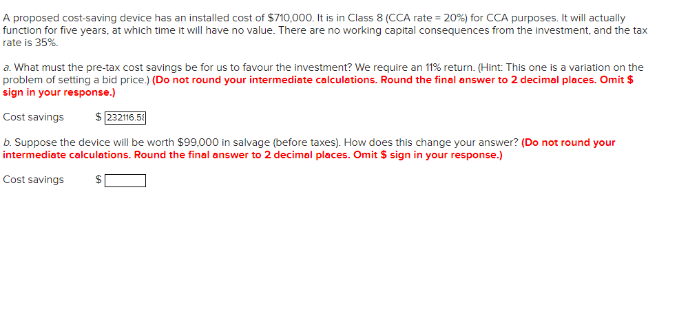 Solved a proposed cost saving device has an installed cost chegg