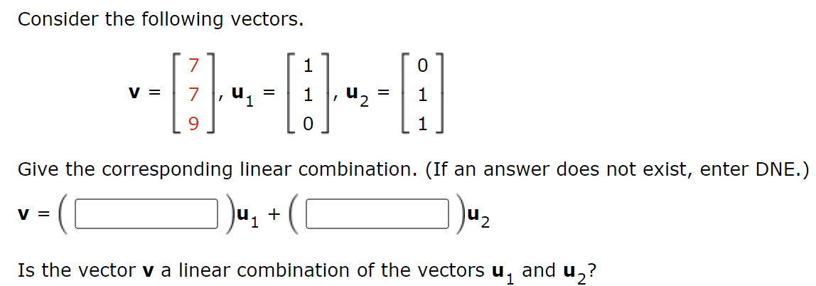 Solved Consider The Following Vectors. | Chegg.com